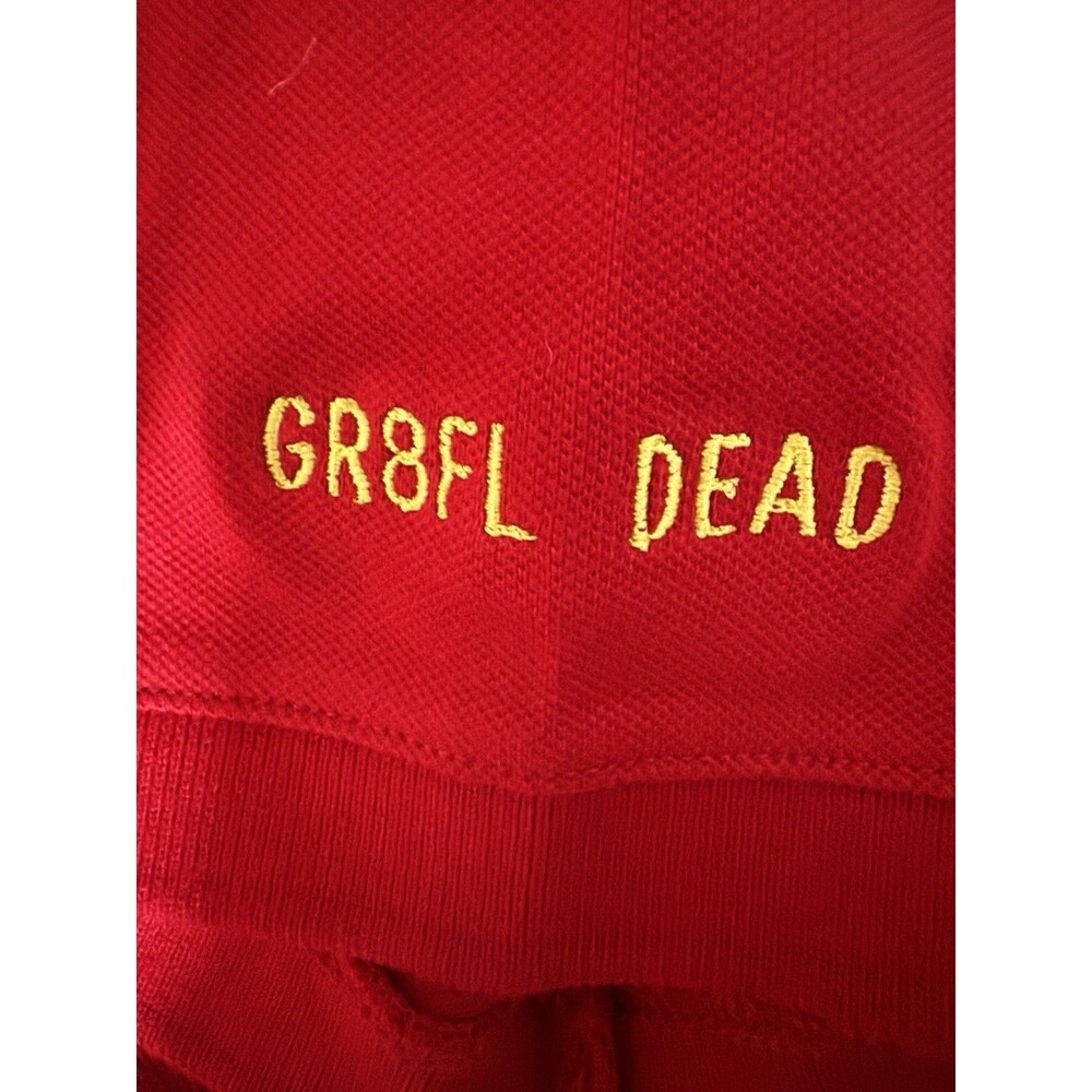 Polo Shirt Mens XXL Red Grateful Dead Embroidered GR8FUL On Sleeve. NEW Weird